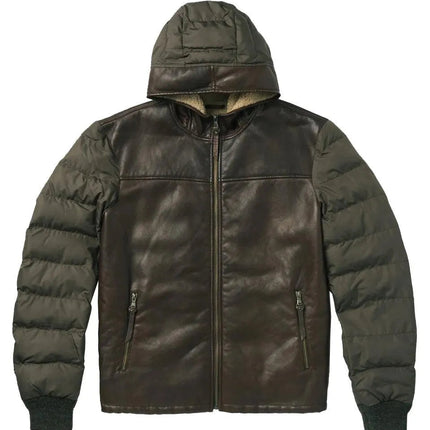 Stetson Novelty Solid Hooded Jacket (Brown) - Men's Leather Jacket