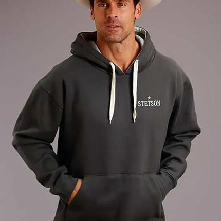 Stetson Star (Heather Grey) - Men's Hoodie Sweatshirt