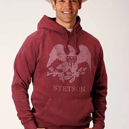 Stetson Eagle 1865 Distressed (Burgundy) - Men's Hoodie Sweatshirt