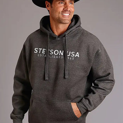 Stetson USA Distressed (Grey) - Men's Hoodie Sweatshirt