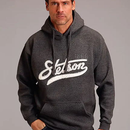 Stetson 1865 Applique Script (Grey) - Men's Hoodie Sweatshirt