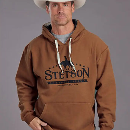 Stetson Horse rider and Stars (Orange) - Men's Hoodie Sweatshirt