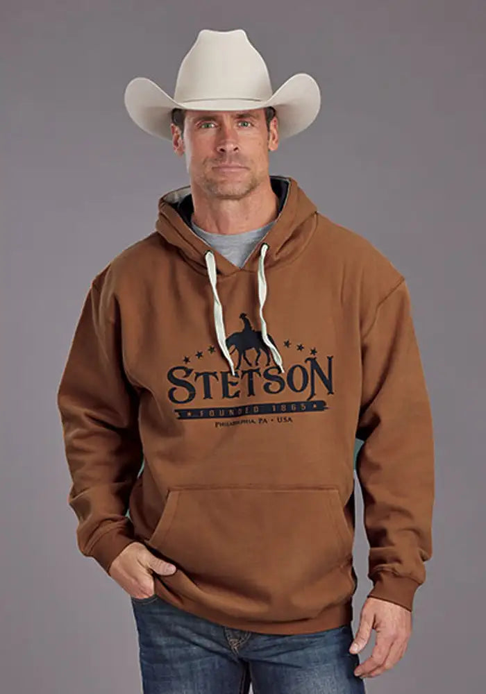 Stetson Horse rider and Stars (Orange) - Men's Hoodie Sweatshirt