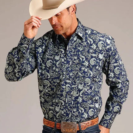Stetson Midnight Paisley (Blue) - Men's Western Shirt