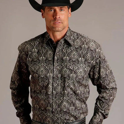 Stetson Vintage Demask (Grey) - Men's Western Shirt