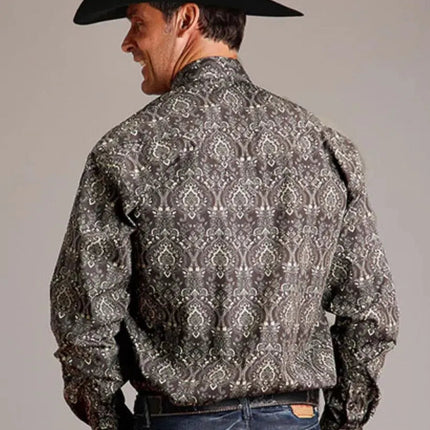 Stetson Vintage Demask (Grey) - Men's Western Shirt
