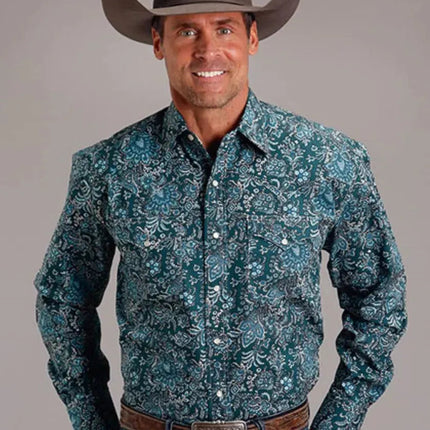 Stetson Forest Paisley (Green) - Men's Western Shirt