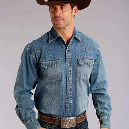 Stetson Denim Drift (Blue) - Men's Western Shirt