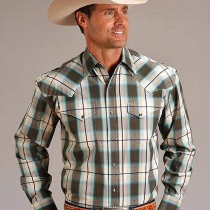 Stetson Olive Dobby (Green) - Men's Western Shirt