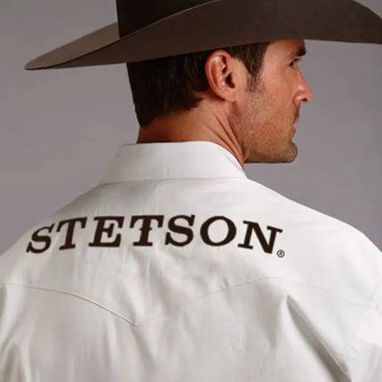 Stetson Logo Wear (White) - Men's Western Shirt (Closeout)