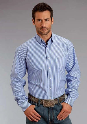 Stetson 0898 Candy Stripe Straight (Blue) - Men's Western Shirt