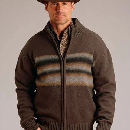 Stetson Ombre Boarder (Brown) - Men's Wool Blended Sweater