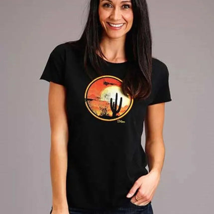Stetson Cactus and Red Sunset (Black) - Women's Short Sleeve T-Shirt
