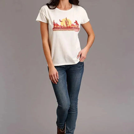 Stetson Cowgirl In Desert (White) - Women's Short Sleeve T-Shirt