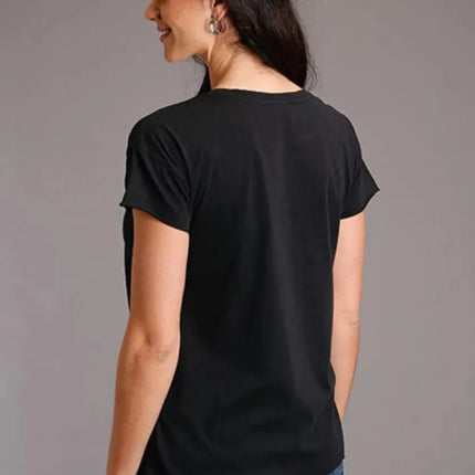 Stetson Serape Longhorn Skull (Grey) - Women's Short Sleeve T-Shirt