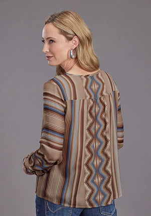 Stetson 2187 Sand Serape V-Neck (Tan) - Women's Blouse