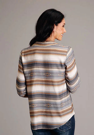 Stetson 1733 Desert Serape V-Neck (Brown) - Women's Blouse