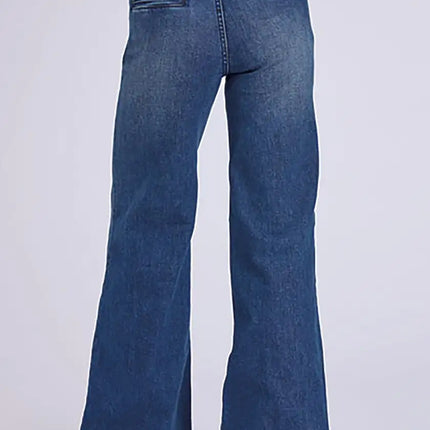 Stetson 751 Wide Leg Welted Back Packets ( Denim Medium Wash) - Women's Jeans