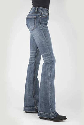 Stetson 921 High Waist Flare Fit Whiskered (Medium Wash) - Women's Jeans