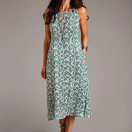 Stetson Floral Sleeveless Dress (Jade) - Women's Long Dress