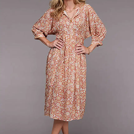 Stetson Sunset Floral Dress (Pink) - Women's Long Dress