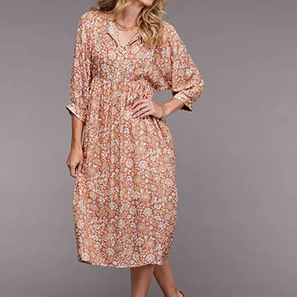 Stetson Sunset Floral Dress (Pink) - Women's Long Dress