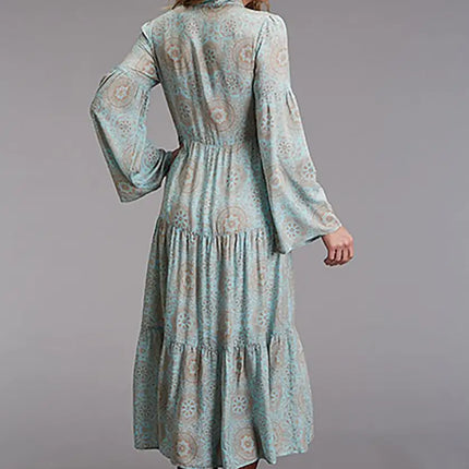 Stetson Aqua Mandala Print Dress - Women's Long Dress