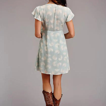 Stetson V-Neck Feather Dress (Light Blue) - Women's Dress