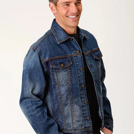Stetson Denim Jacket with Logo (Blue) - Men's Denim Jacket