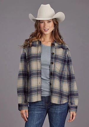 Stetson Plaid with Drop Shoulders (Blue) - Women's Shirt Jacket