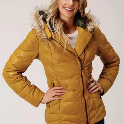 Stetson Quilted Puffy (Yellow) - Women's Leather Jacket