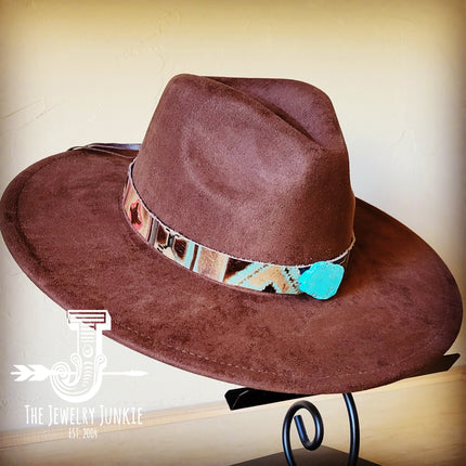 Navajo Embossed Leather Hat Band Only w/ Turquoise Slab 950e