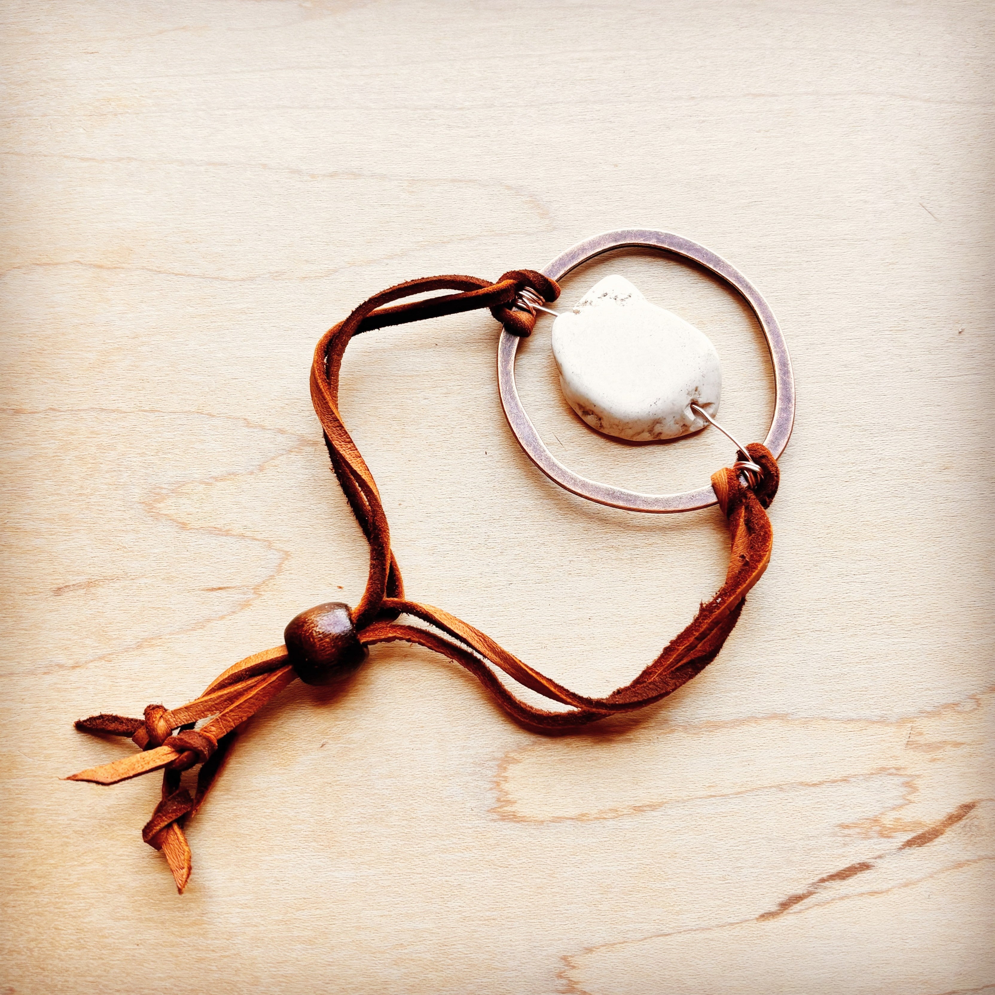 White Turquoise Bracelet w/ Adjustable Ties 010h