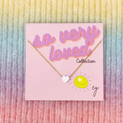 So Very Loved Heart Necklace: White