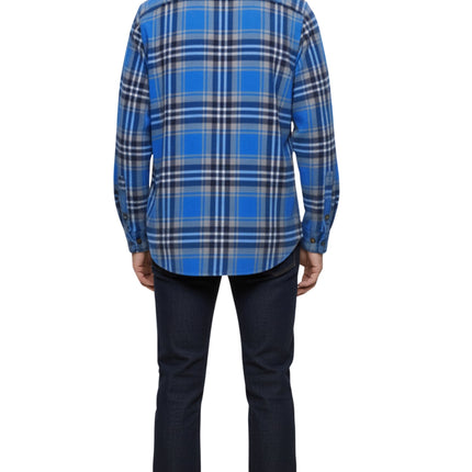 Men's Heathered Fleece Overshirt with Chest Pockets and Tortoise-shell patterned Buttons