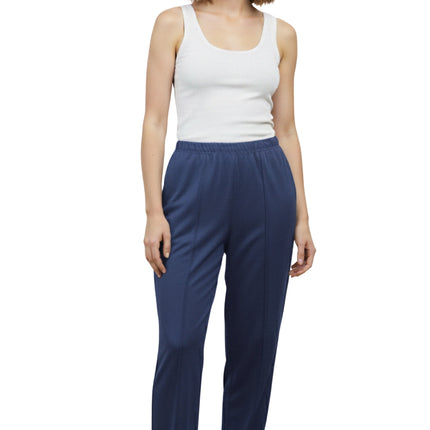 Womens Classic Poly Knit Pants - Pull On Slacks with Elastic Waist