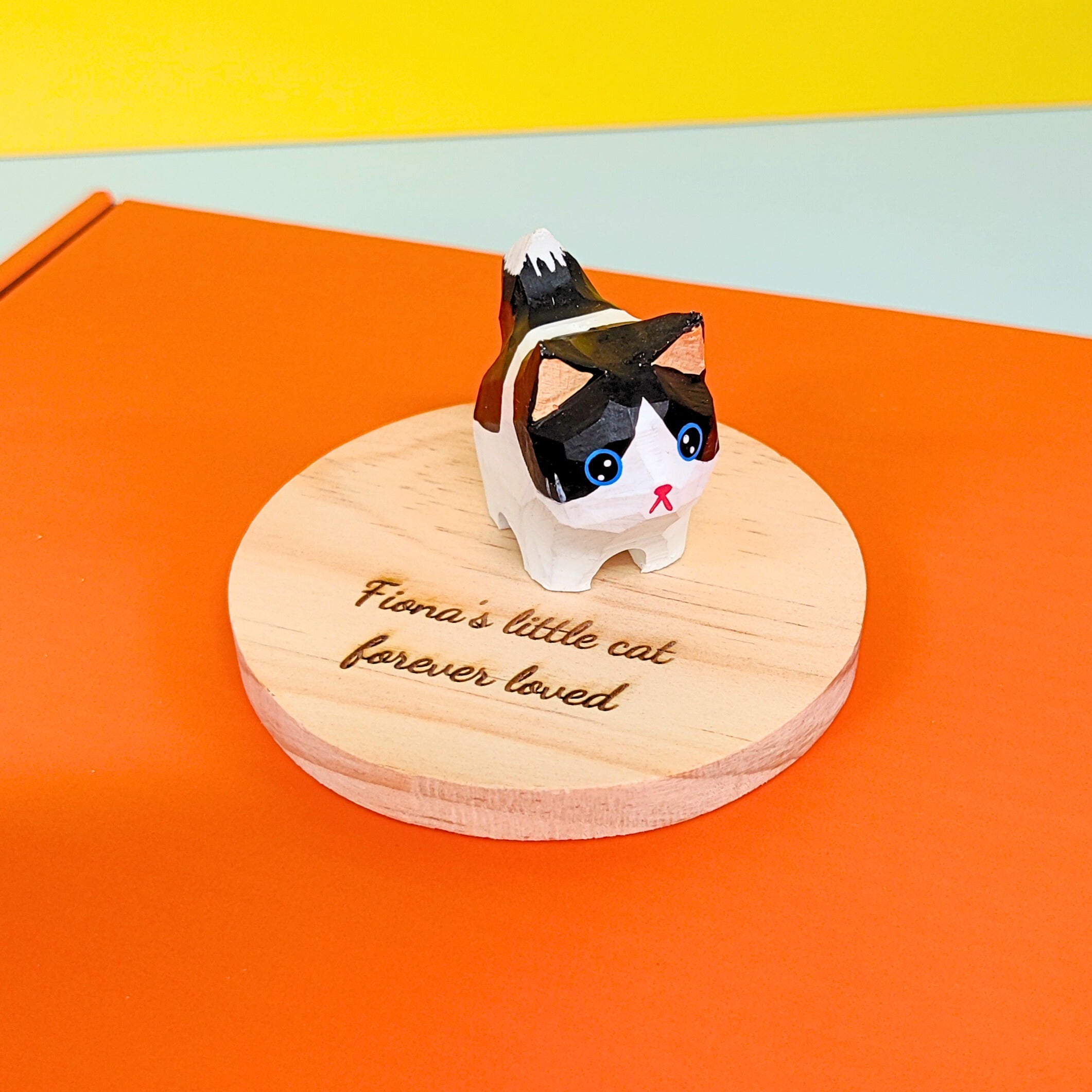 Hand-Carved Wooden Cats, Personalized Gift for Cat Lovers