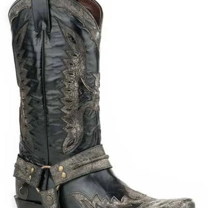 Stetson Outlaw Eagle Biker (Black) - Men's Cowboy Boot