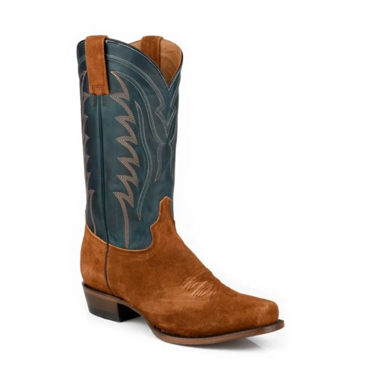 Stetson Tanner (Blue/Brown) - Men's Suede Cowboy Boot