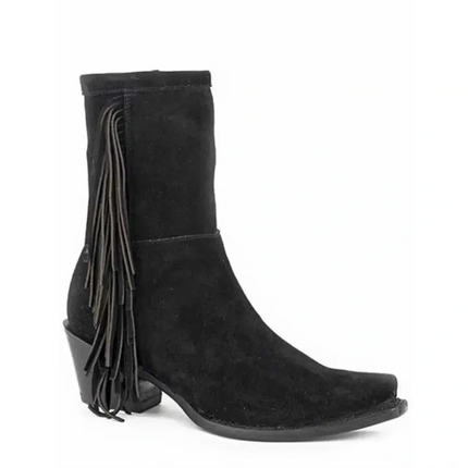 Stetson Halle (Black) - Women's Leather Suede Cowgirl Boot
