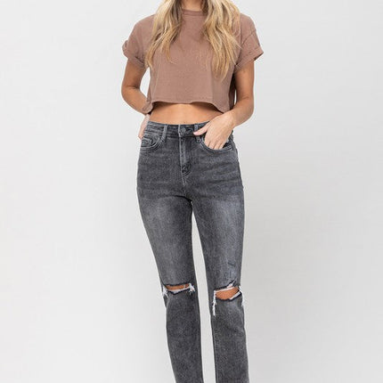 High Rise Released Hem Straight