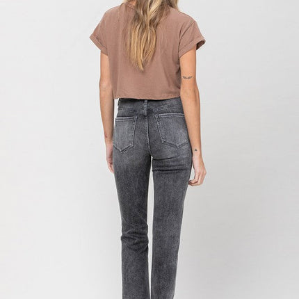 High Rise Released Hem Straight