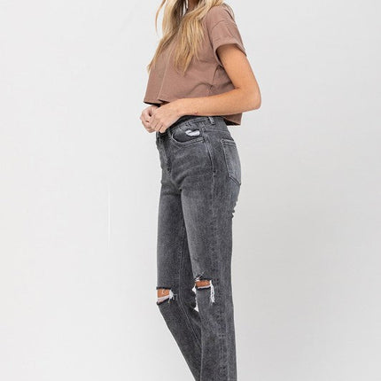 High Rise Released Hem Straight