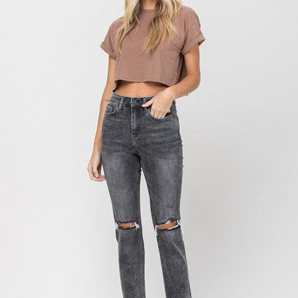 High Rise Released Hem Straight