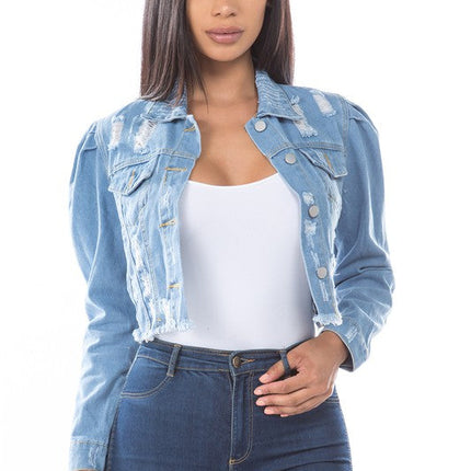 WOMEN FASHION DENIM CROP JACKET