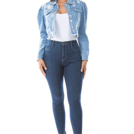 WOMEN FASHION DENIM CROP JACKET