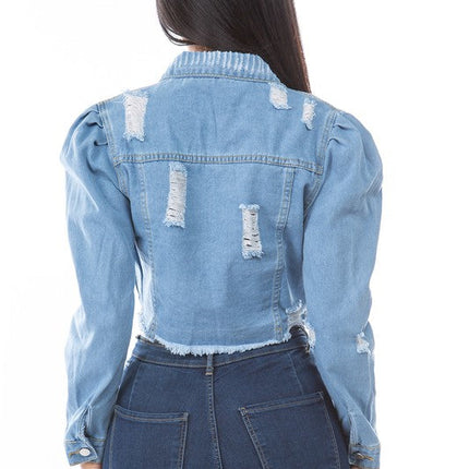 WOMEN FASHION DENIM CROP JACKET