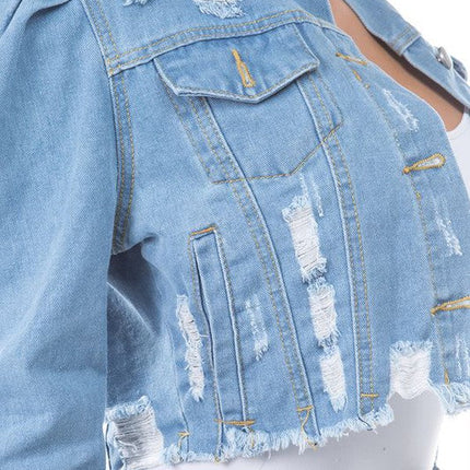 WOMEN FASHION DENIM CROP JACKET