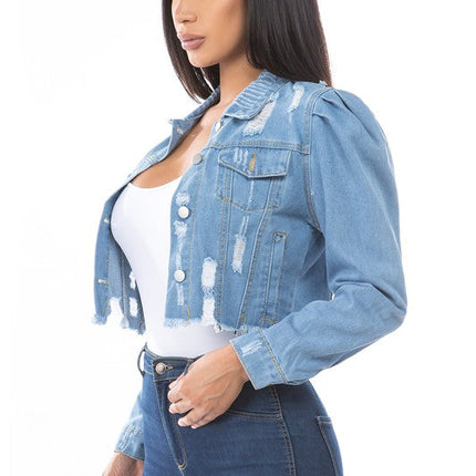 WOMEN FASHION DENIM CROP JACKET