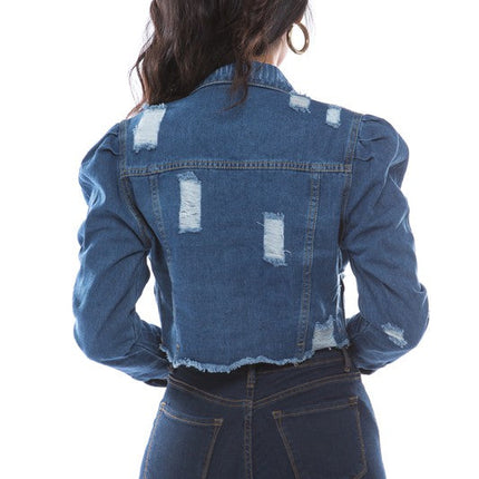 WOMEN FASHION DENIM CROP JACKET